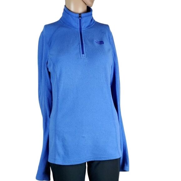 The North Face Blue Fleece 3/4 Zip Sweatshirt - Picture 1 of 6